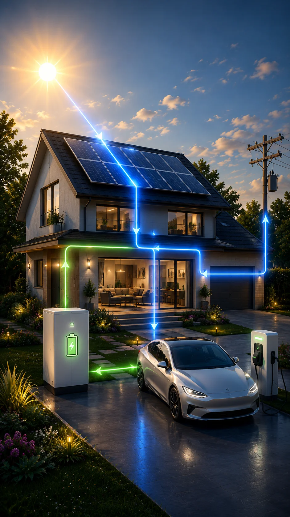 Energy flow diagram — mobile view